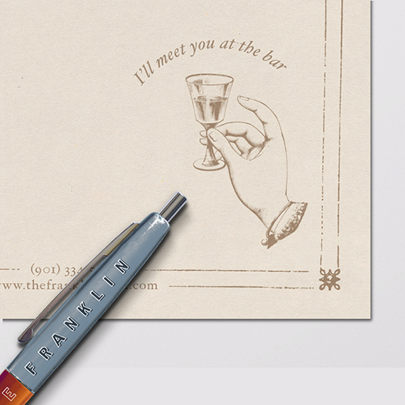 Boutique hotel stationery and pen detail