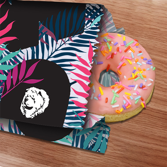 Cafe pastry bag with donut branding