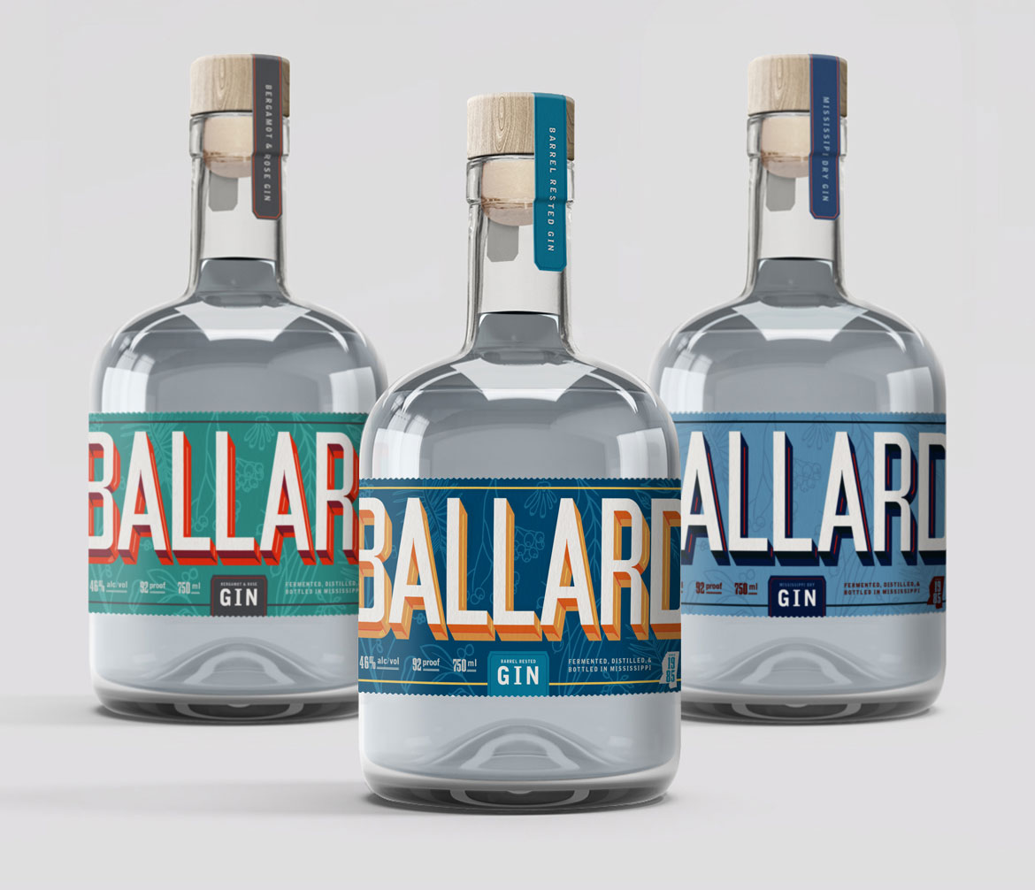 Branding for trio of gin bottles