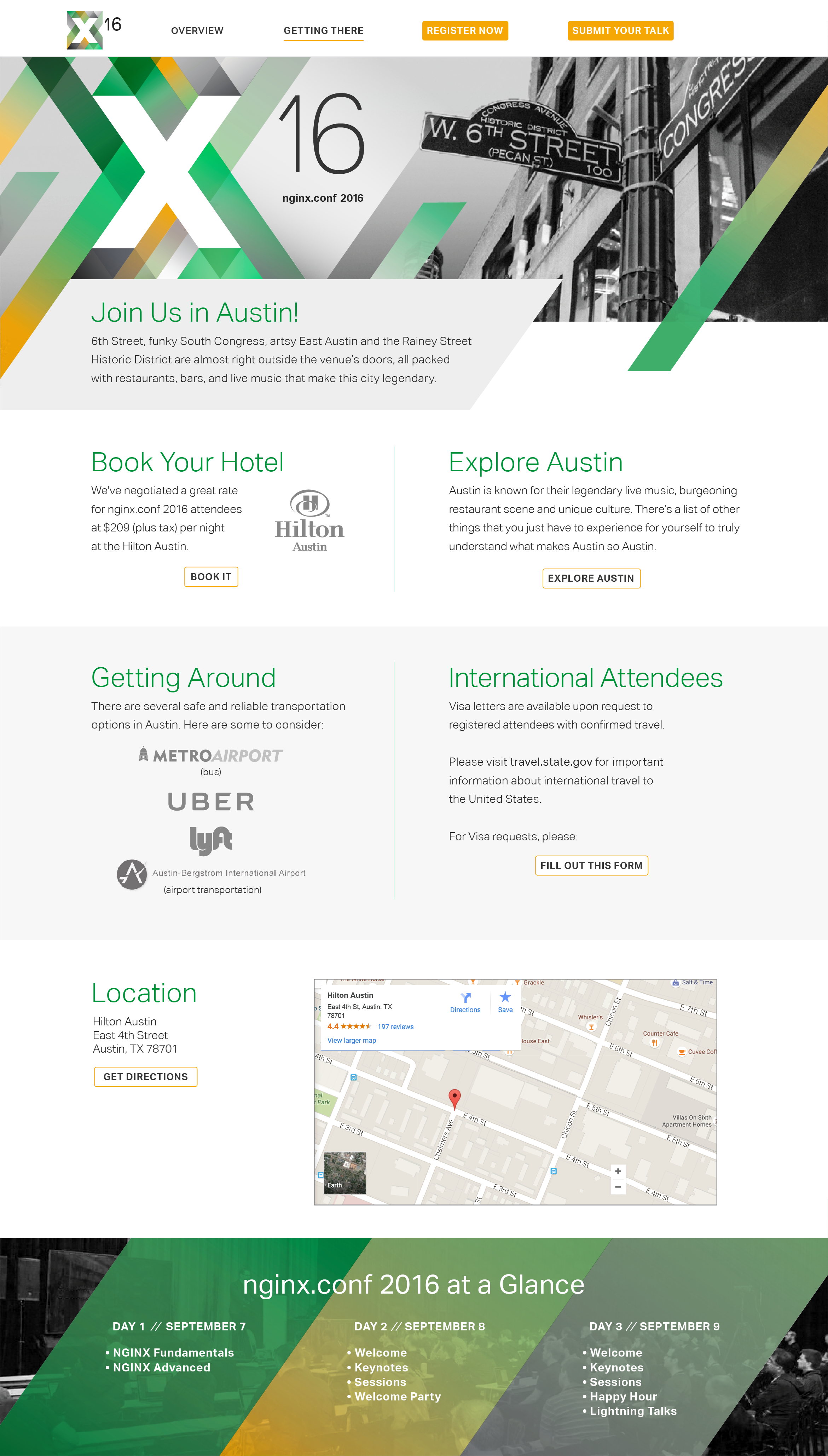 NGINX Austin Getting There web page